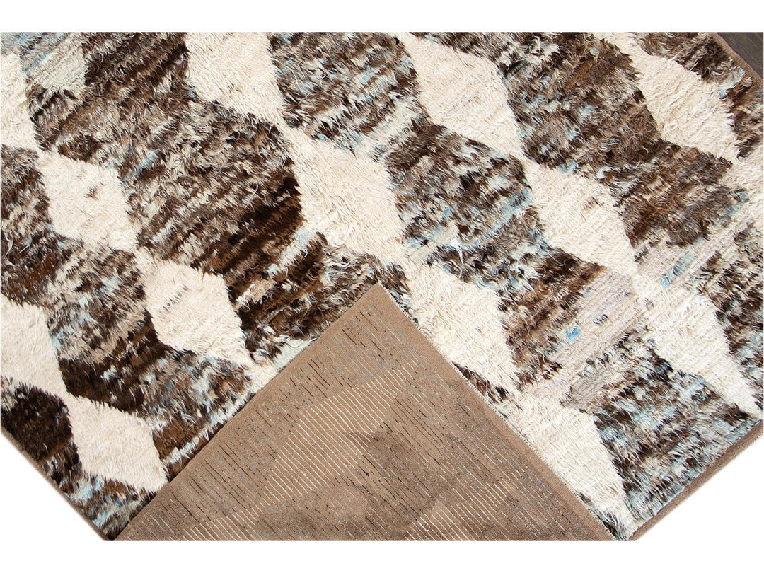 Modern Moroccan Style Oversize Wool Rug 11 X 16