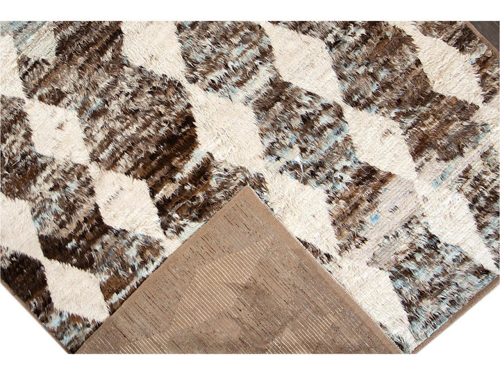 Modern Moroccan Style Oversize Wool Rug 11 X 16