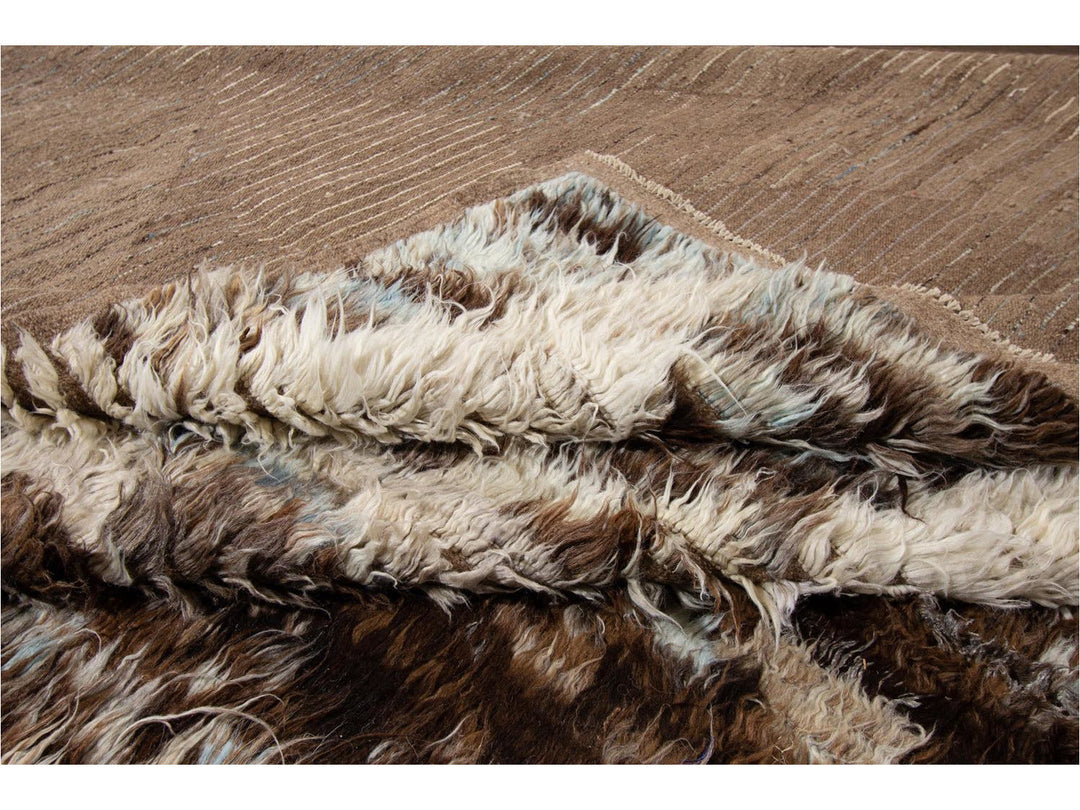 Modern Moroccan Style Oversize Wool Rug 11 X 16