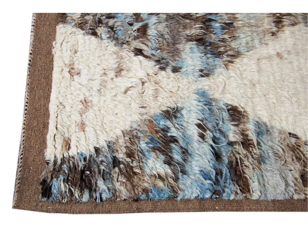 Modern Moroccan Style Oversize Wool Rug 11 X 16