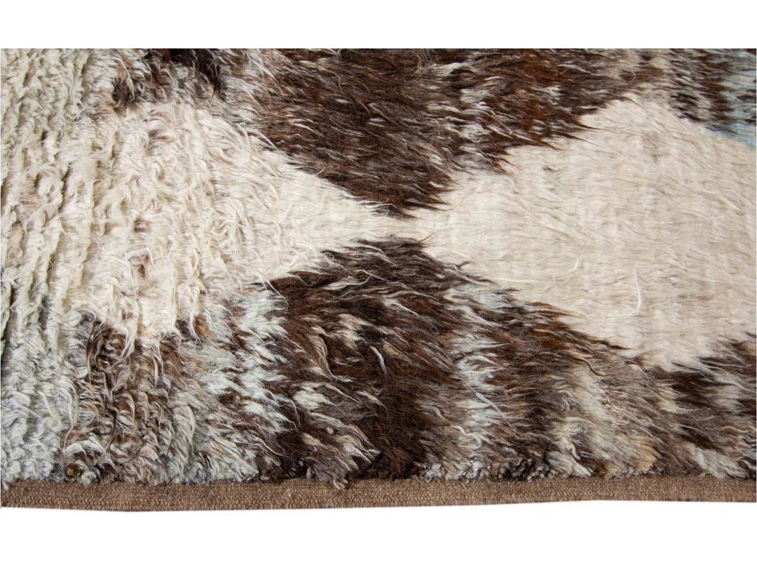 Modern Moroccan Style Oversize Wool Rug 11 X 16
