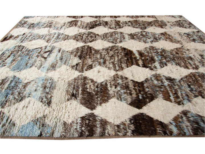 Modern Moroccan Style Oversize Wool Rug 11 X 16