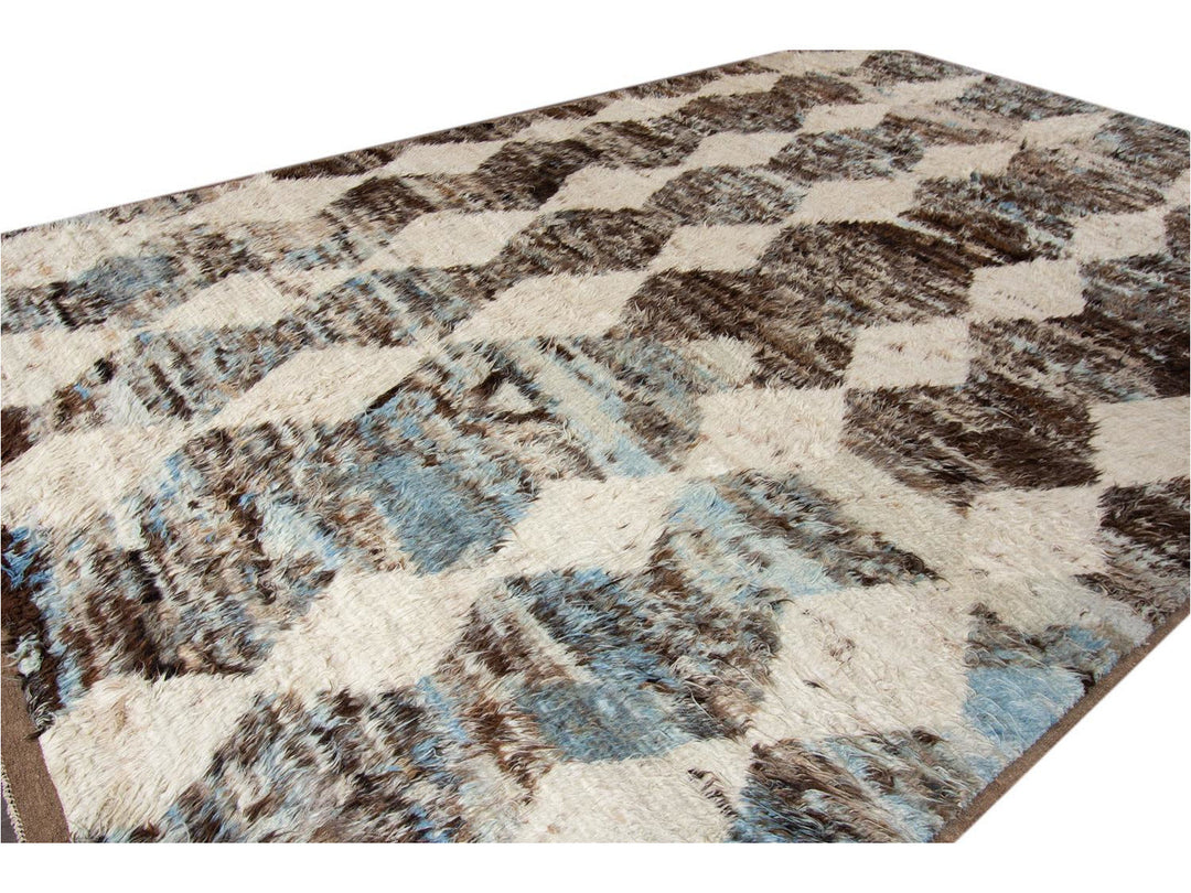 Modern Moroccan Style Oversize Wool Rug 11 X 16