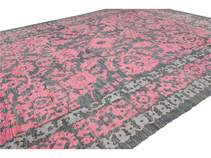 Modern Oushak Colorful Wool Rug  13 X 20