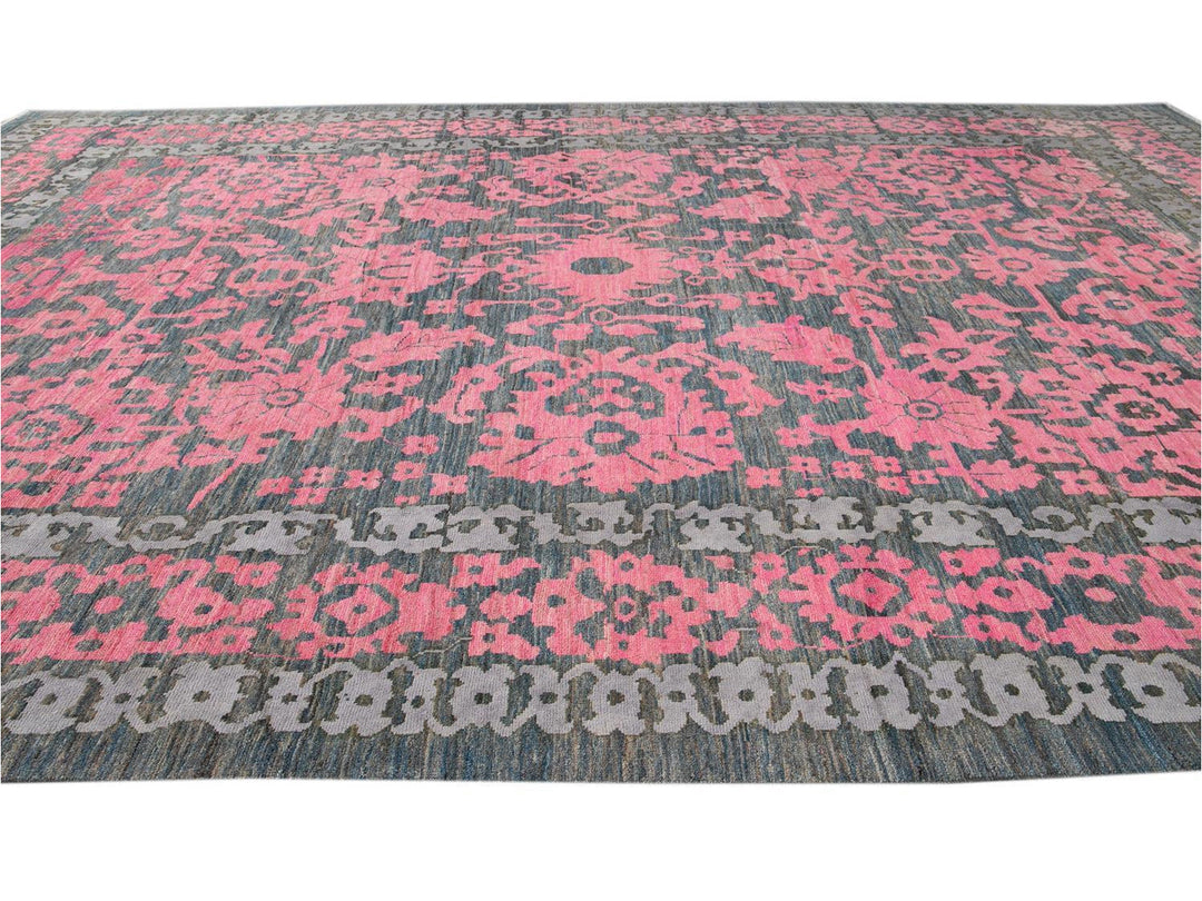 Modern Oushak Colorful Wool Rug  13 X 20