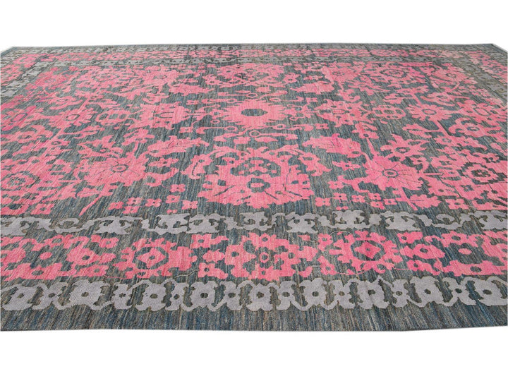 Modern Oushak Colorful Wool Rug  13 X 20
