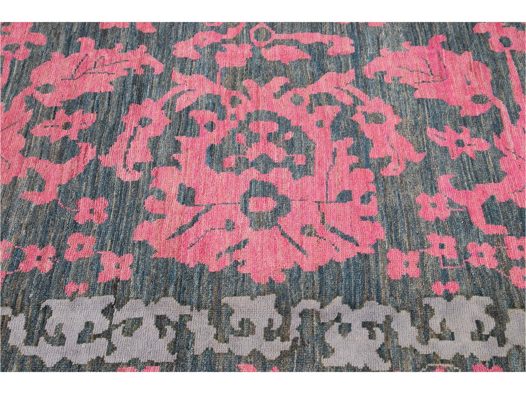 Modern Oushak Colorful Wool Rug  13 X 20