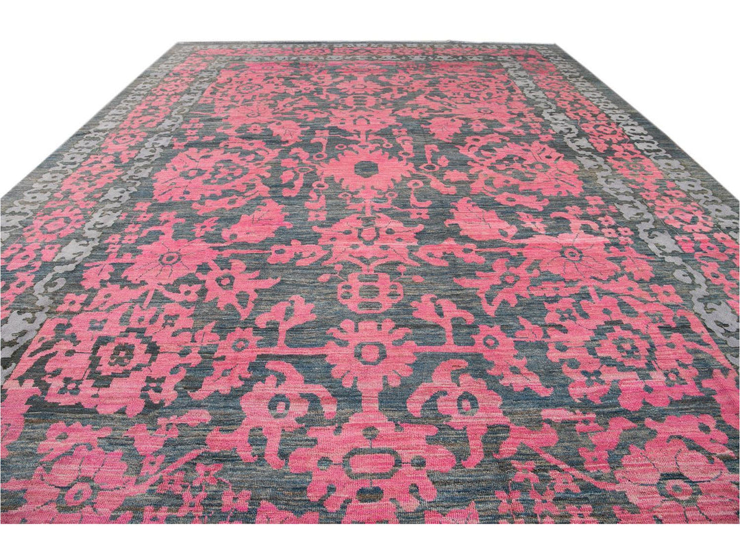 Modern Oushak Colorful Wool Rug  13 X 20