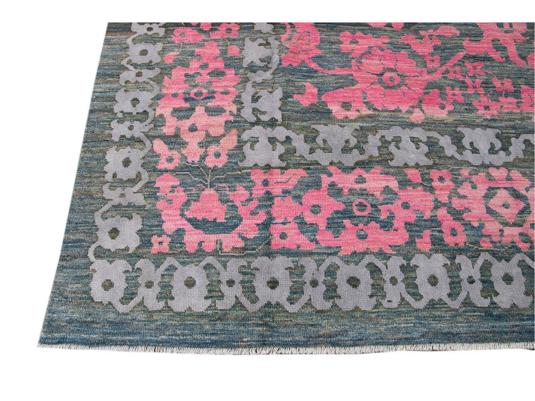 Modern Oushak Colorful Wool Rug  13 X 20