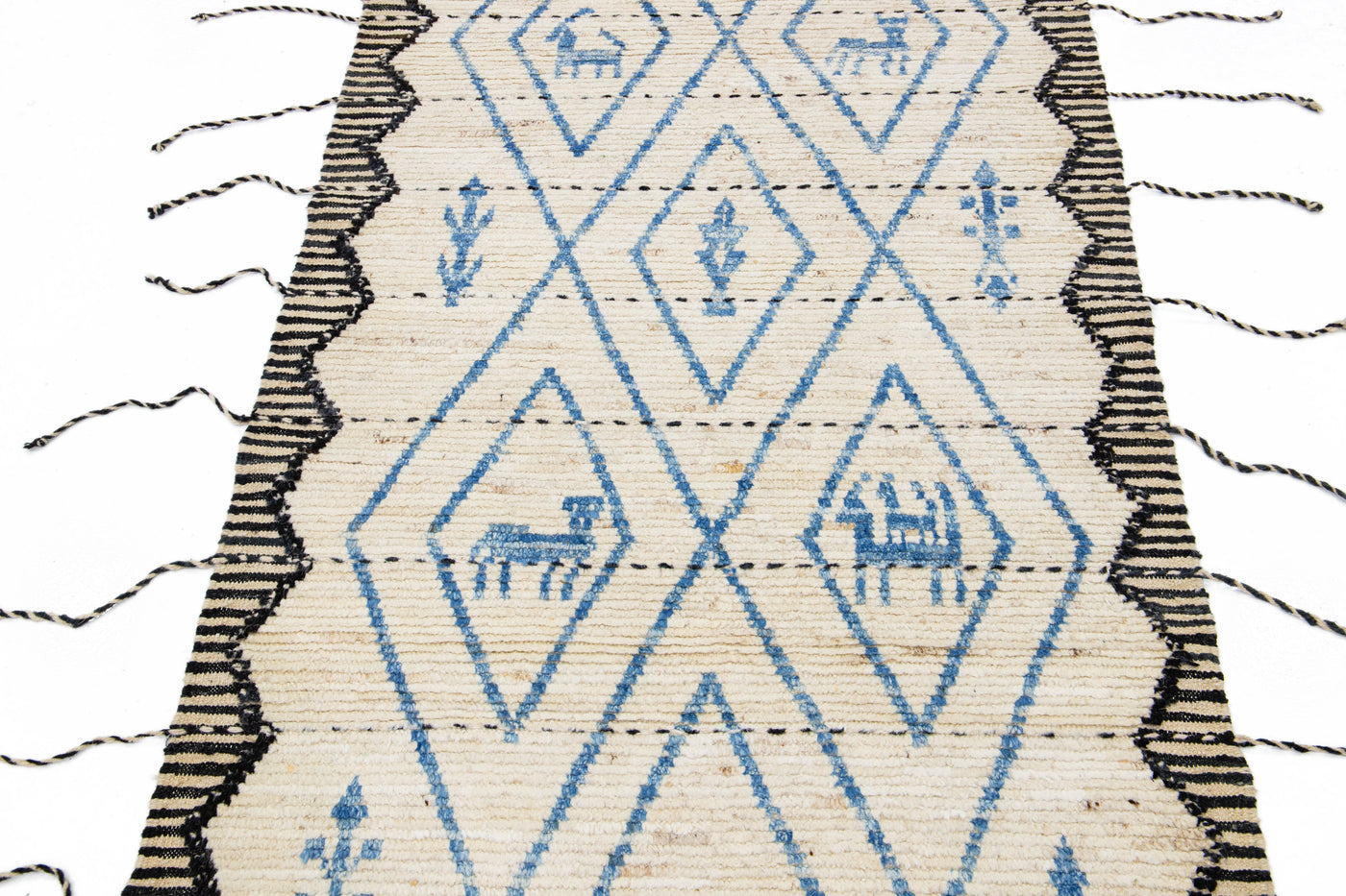 Modern Moroccan Wool Rug 4 X 13