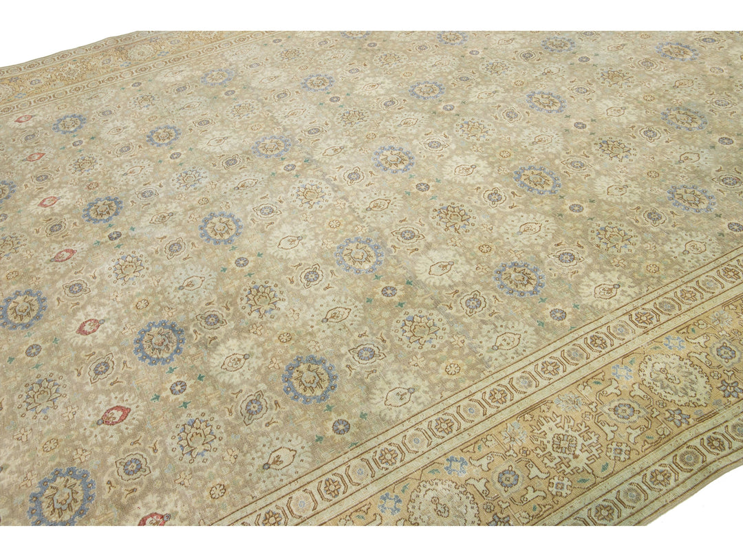 Antique Tabriz Wool Rug 9 X 13