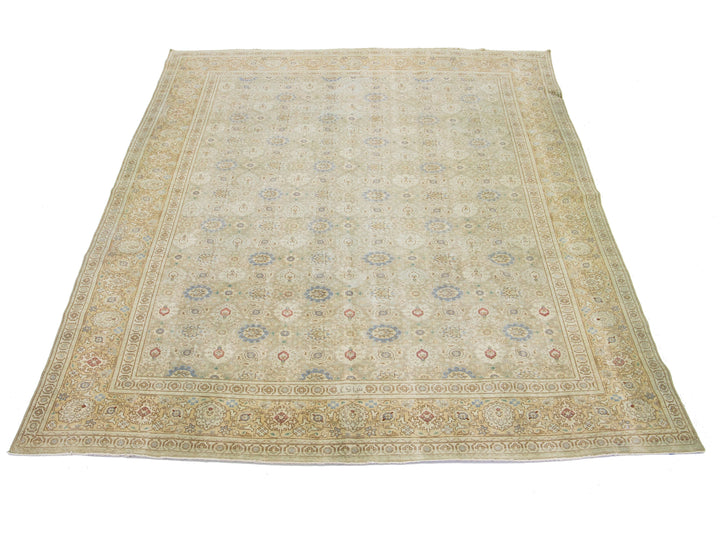 Antique Tabriz Wool Rug 9 X 13