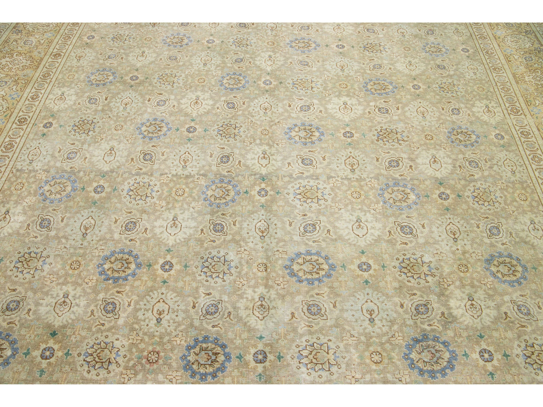 Antique Tabriz Wool Rug 9 X 13