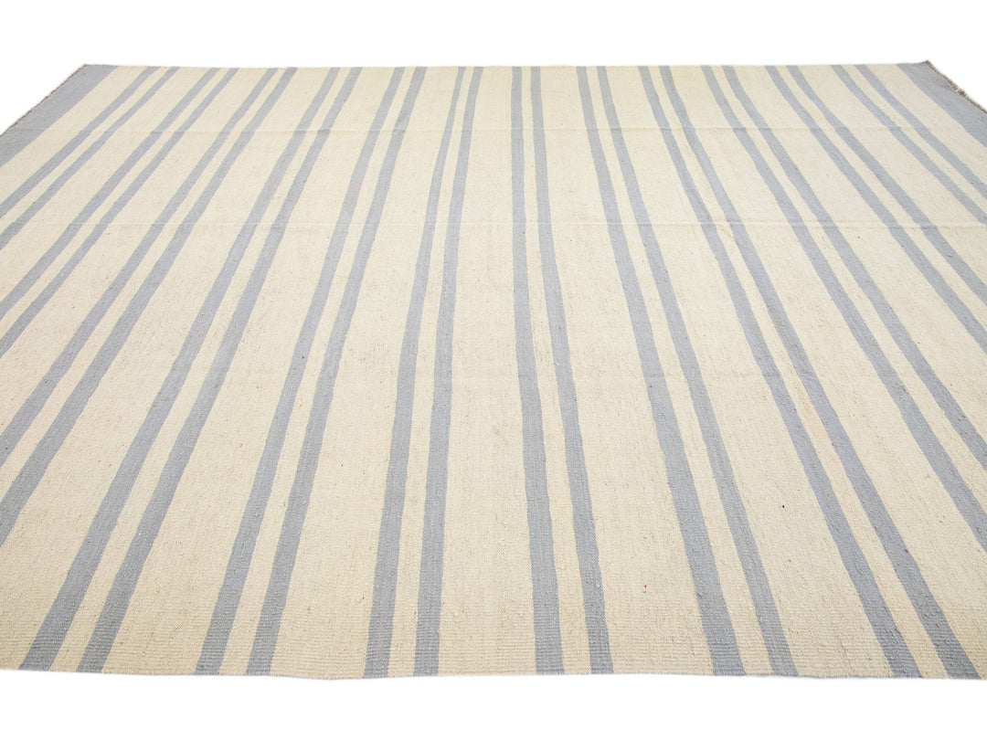 Modern Kilim Wool Rug 10 X 14