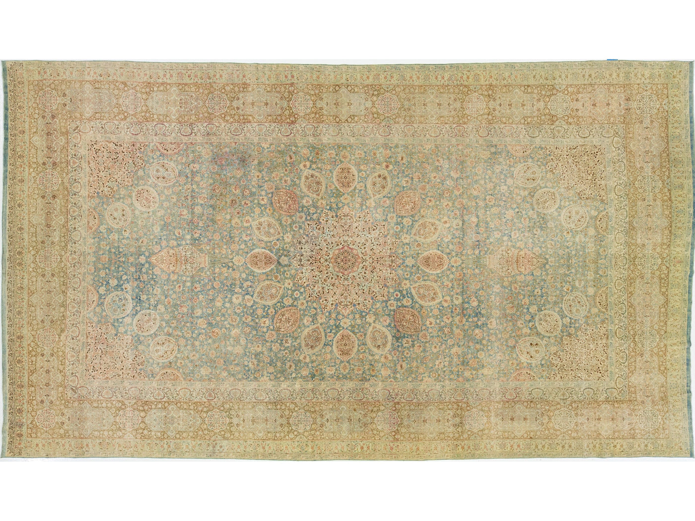 Antique Kerman Wool Rug  11 X 20