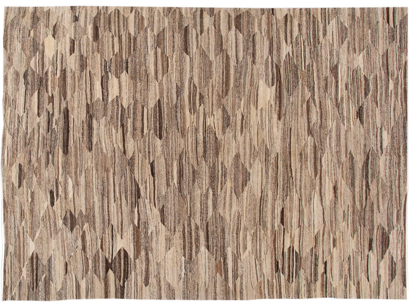 Modern Abstract Kilim Flatweave Beige Oversize Wool Rug
