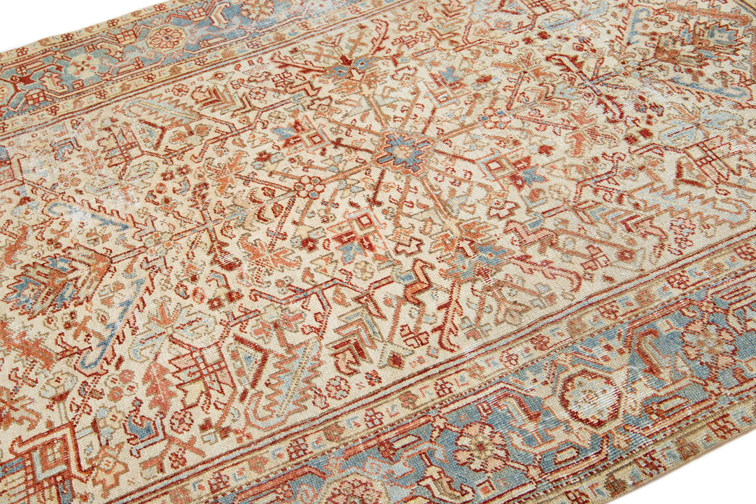 Antique Persian Heriz Wool Rug 6 X 8