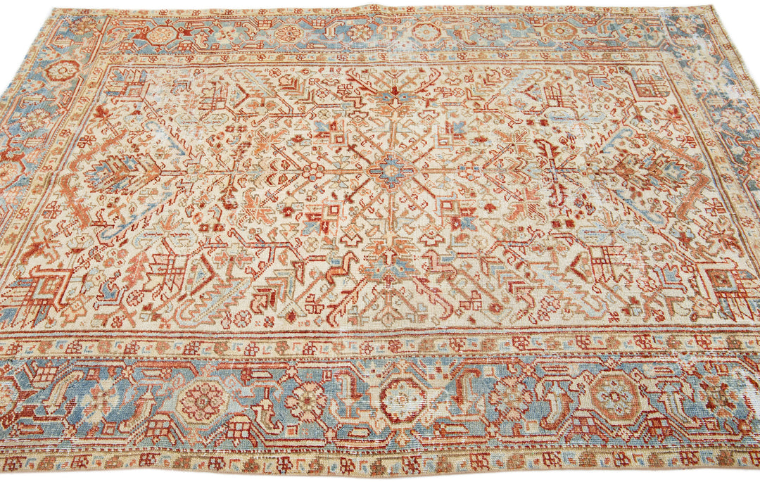 Antique Persian Heriz Wool Rug 6 X 8