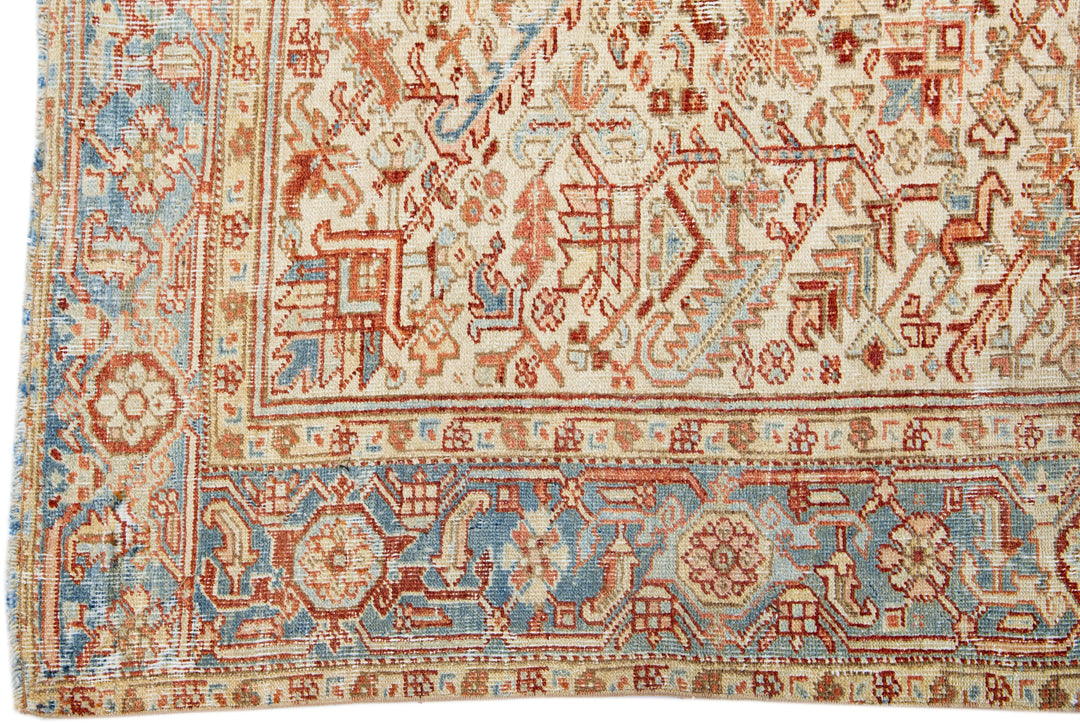 Antique Persian Heriz Wool Rug 6 X 8
