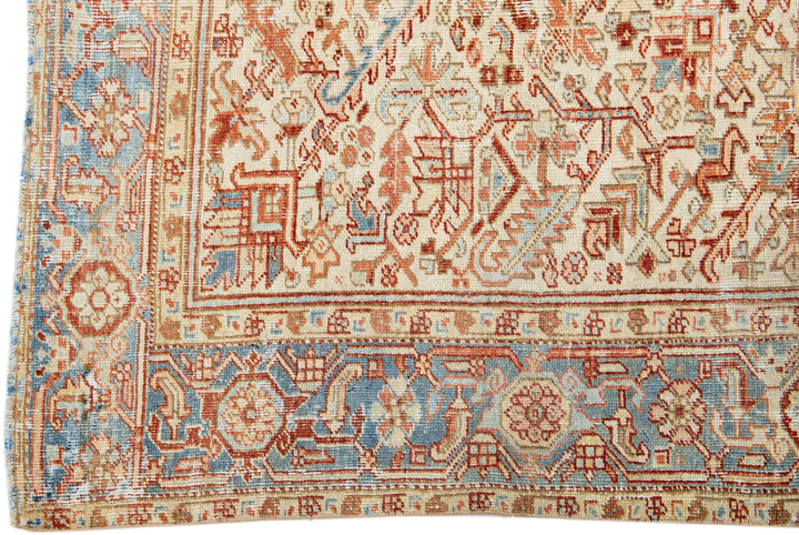 Antique Persian Heriz Wool Rug 6 X 8