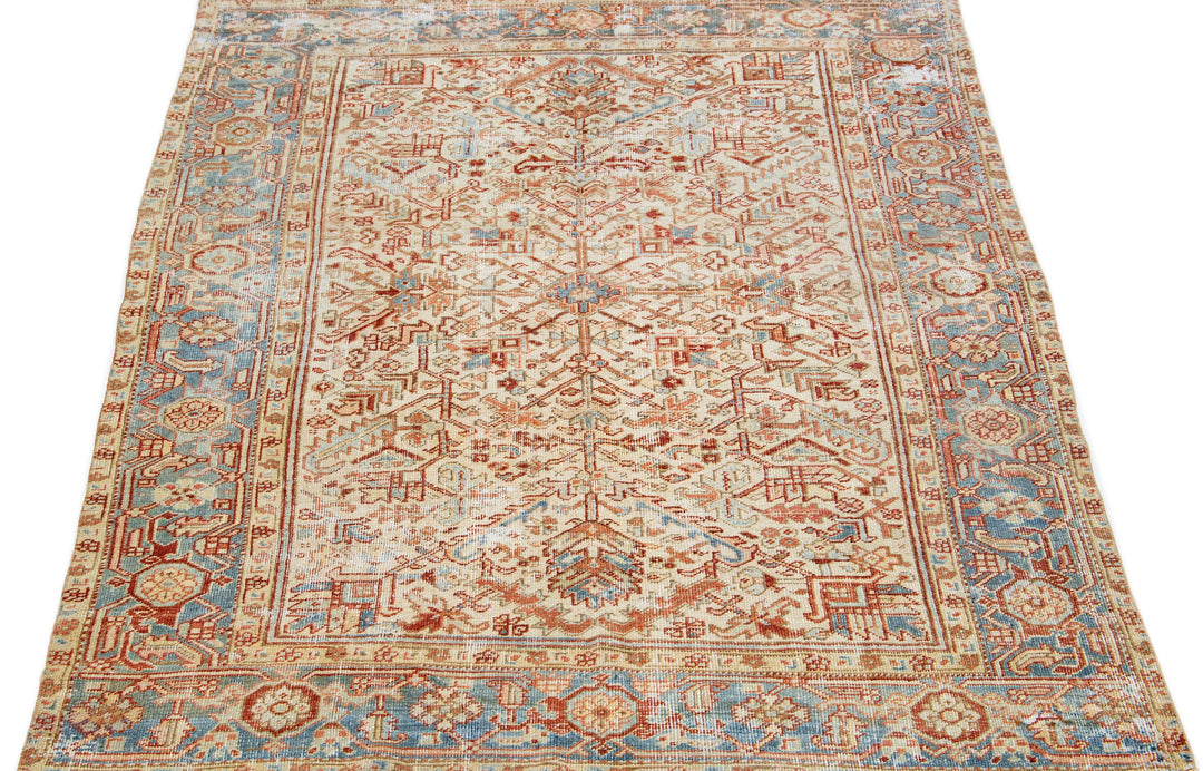 Antique Persian Heriz Wool Rug 6 X 8