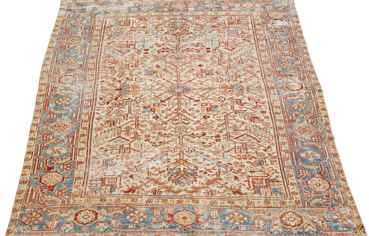 Antique Persian Heriz Wool Rug 6 X 8