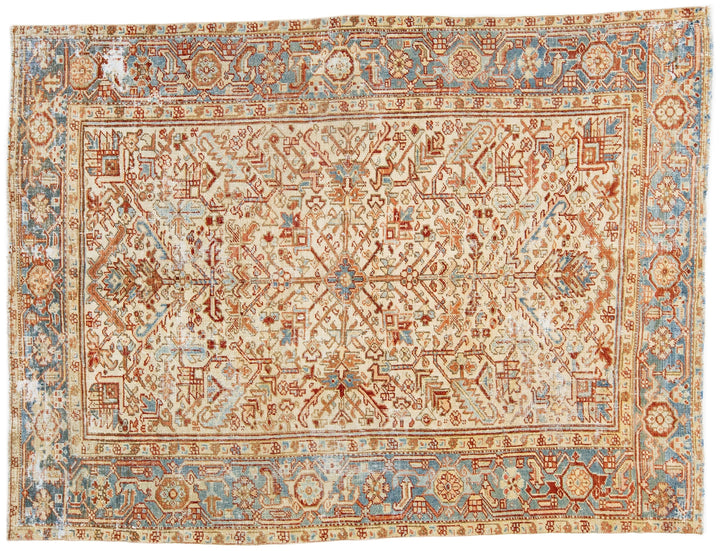 Antique Persian Heriz Wool Rug 6 X 8