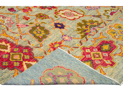 Modern Oushak Handmade Tribal Floral Multicolor Oversize Wool Rug