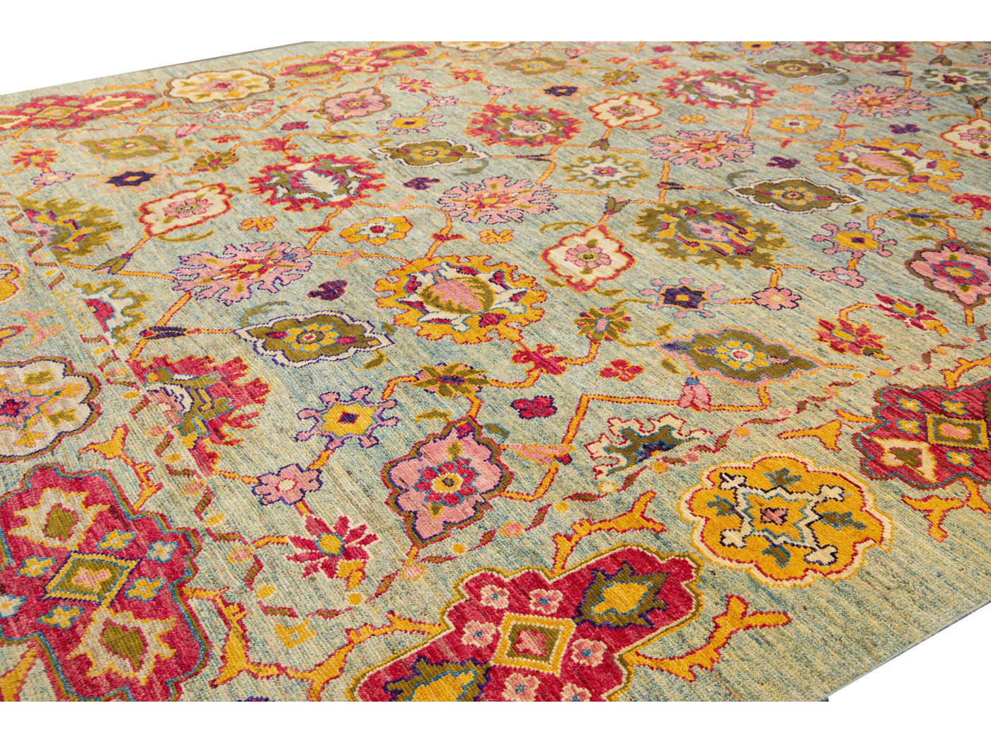 Modern Oushak Handmade Tribal Floral Multicolor Oversize Wool Rug