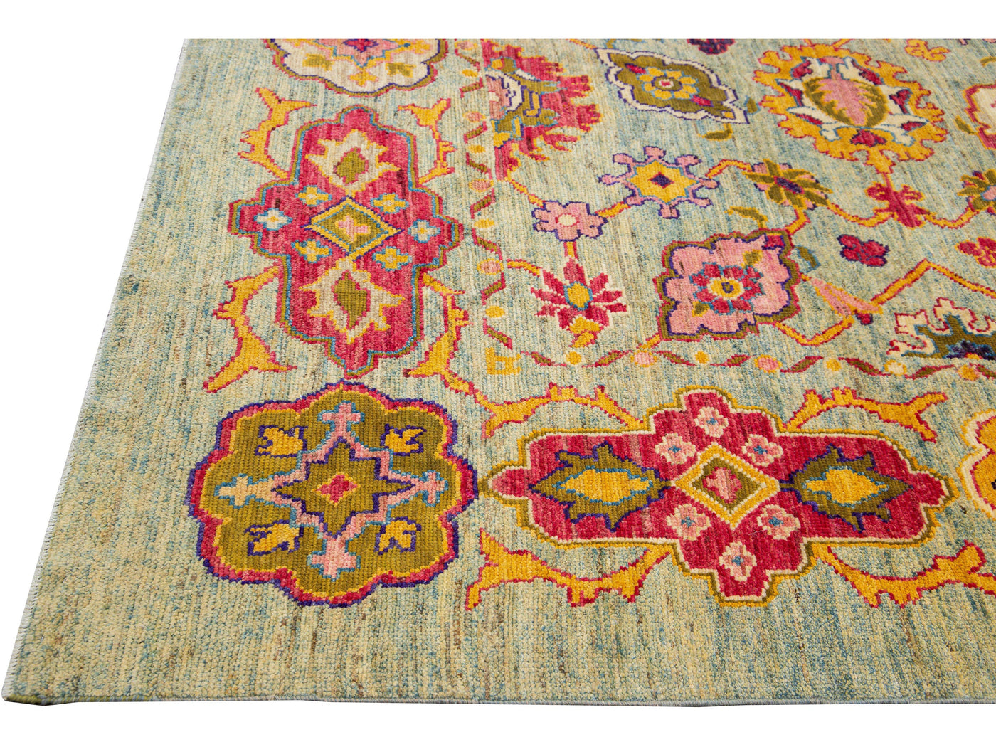 Modern Oushak Handmade Tribal Floral Multicolor Oversize Wool Rug