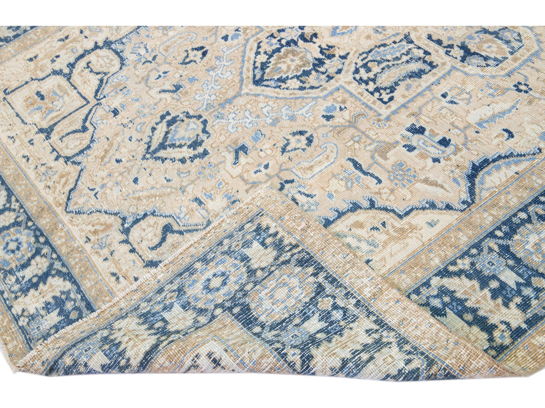 Antique Heriz Wool Rug 7 X 9