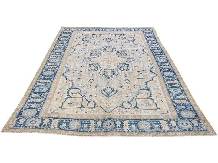 Antique Heriz Wool Rug 7 X 9