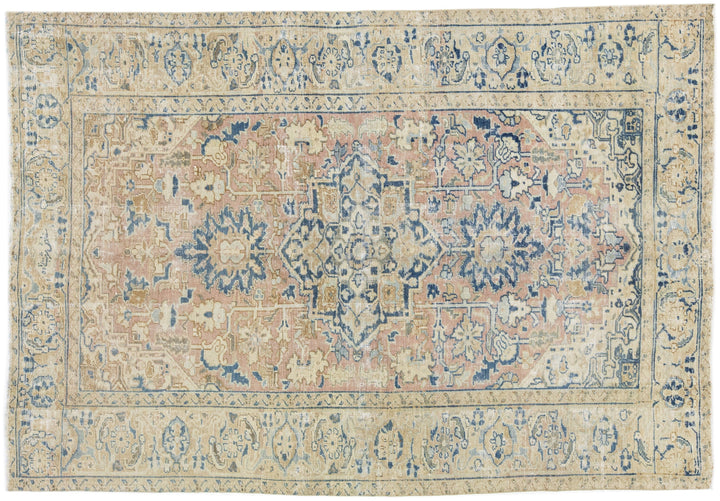 Antique Persian Heriz Wool Rug 6 X 8