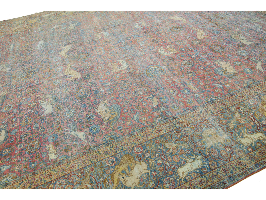 Antique Tabriz Wool Rug 13 X 17