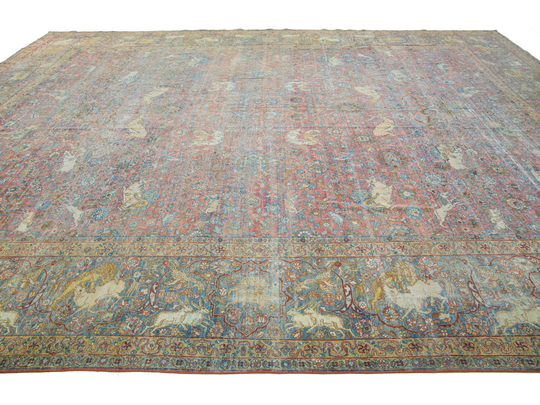 Antique Tabriz Wool Rug 13 X 17