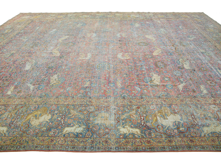 Antique Tabriz Wool Rug 13 X 17