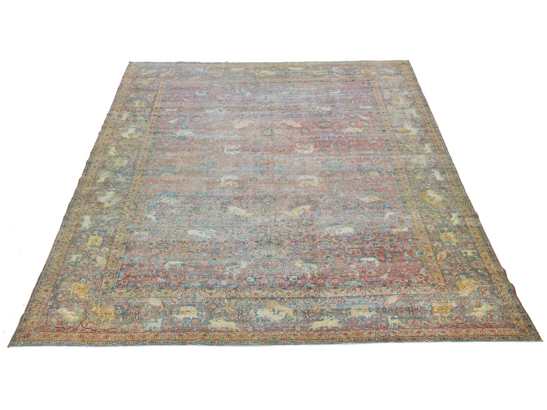 Antique Tabriz Wool Rug 13 X 17
