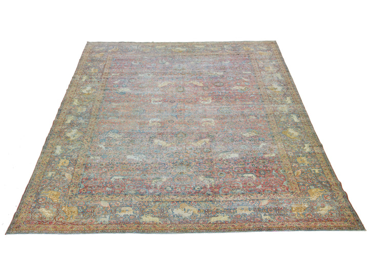 Antique Tabriz Wool Rug 13 X 17