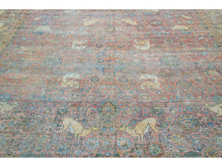 Antique Tabriz Wool Rug 13 X 17