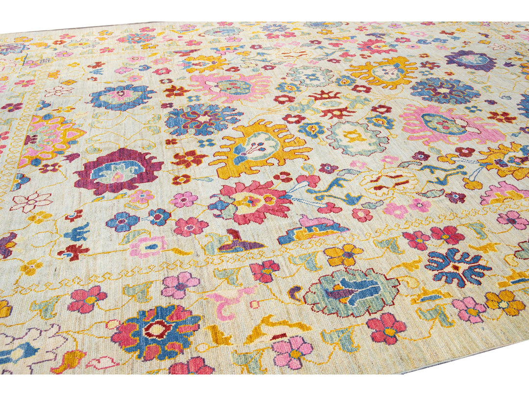 Modern Oushak Wool Rug 12 X 16