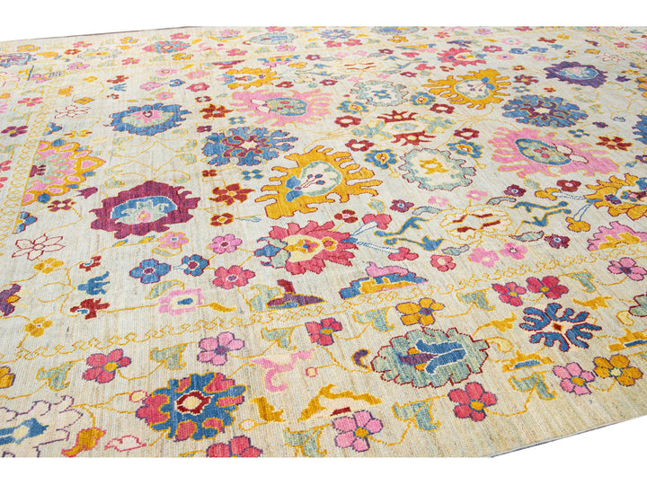Modern Oushak Wool Rug 12 X 16