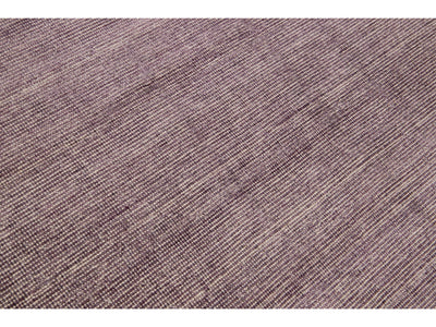 Modern Apadana's Groove Bamboo/Silk Handmade Purple Rug