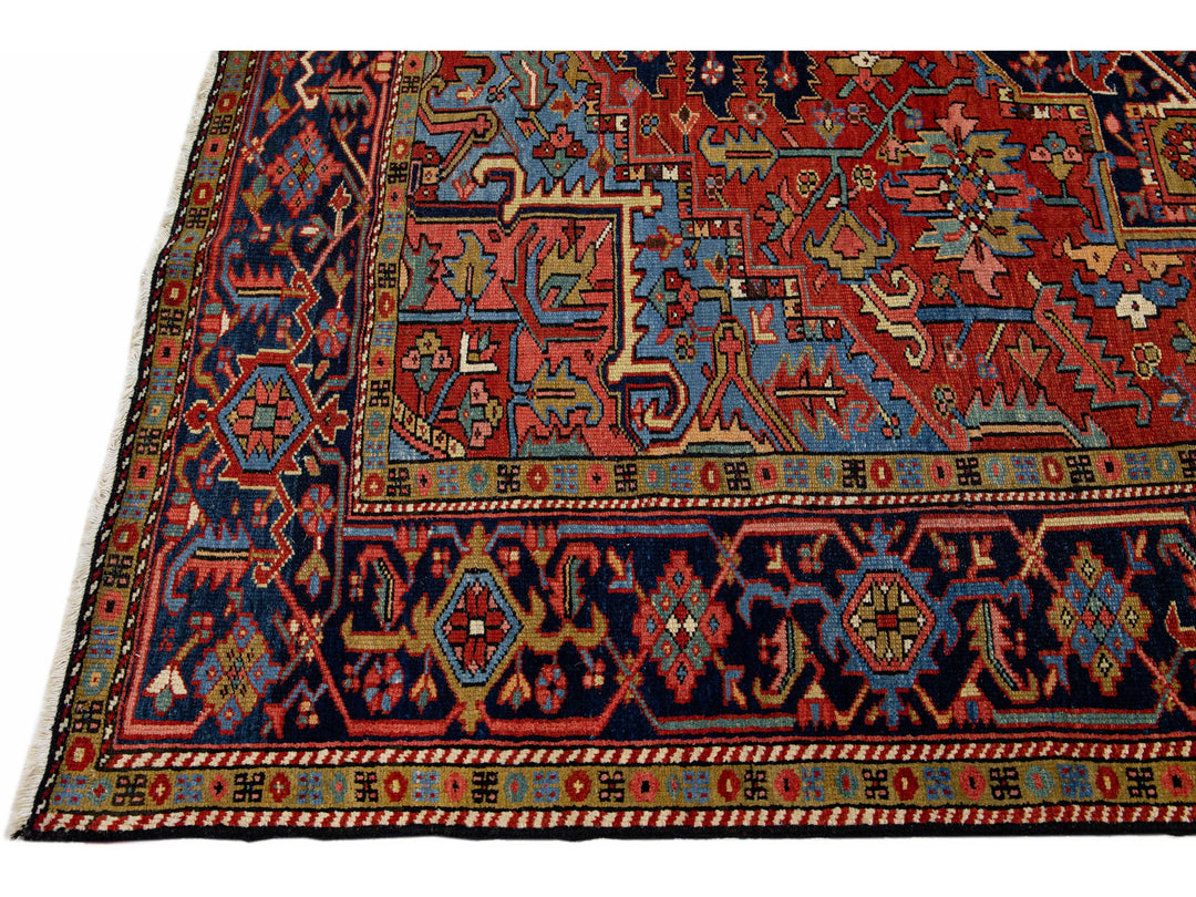 Antique Heriz Wool Rug 8 X 11