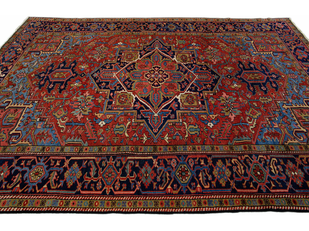 Antique Heriz Wool Rug 8 X 11