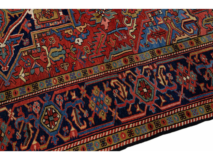Antique Heriz Wool Rug 8 X 11