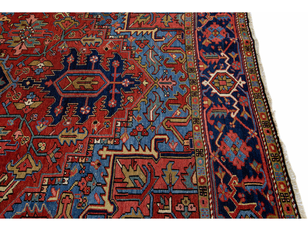 Antique Heriz Wool Rug 8 X 11