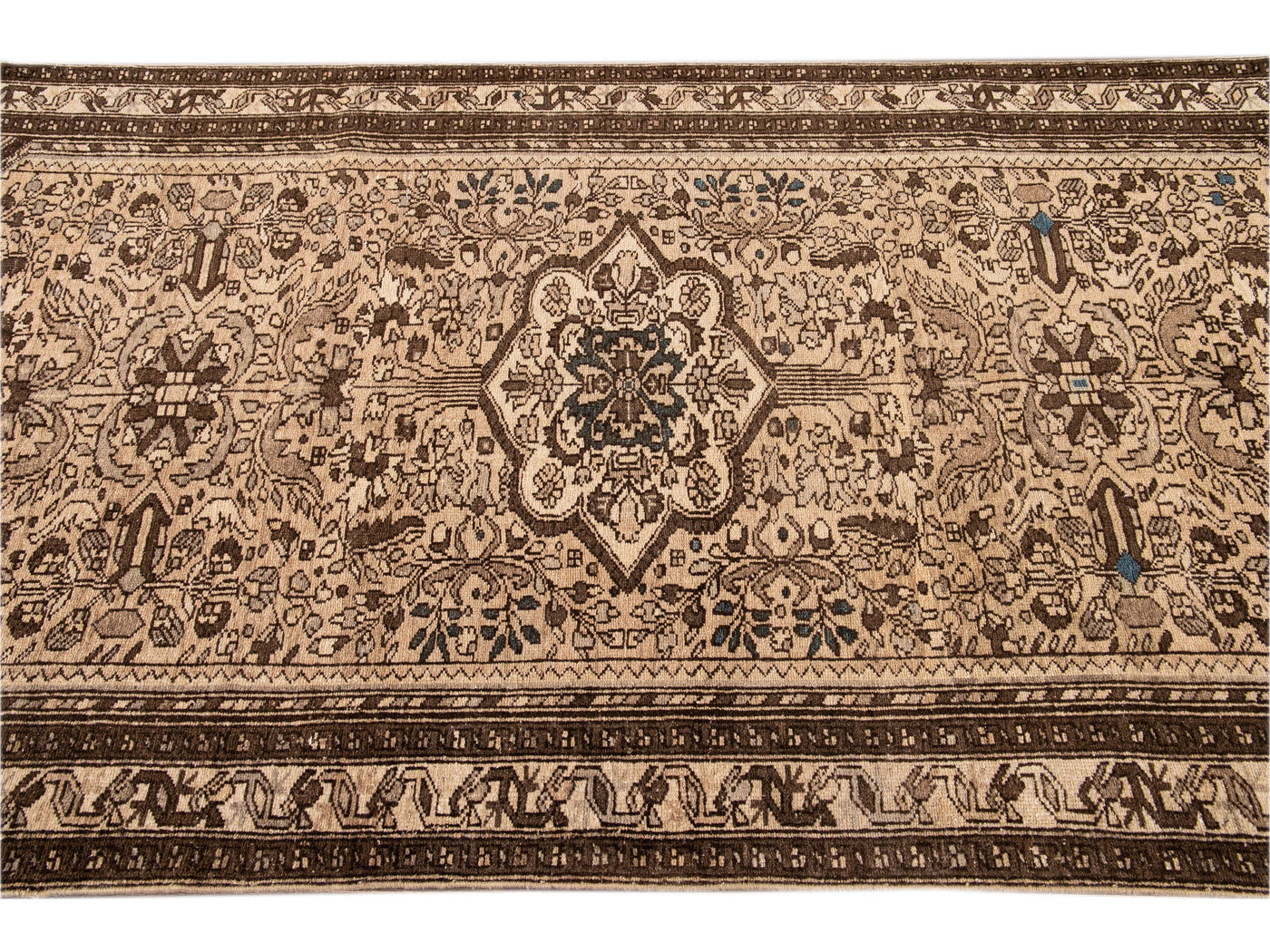 Vintage Persian Handmade Floral Distressed Wool Runner