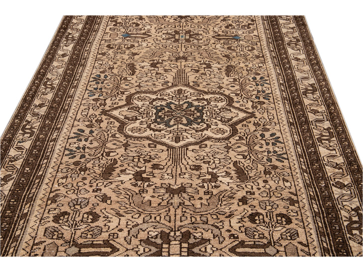 Vintage Persian Handmade Floral Distressed Wool Runner