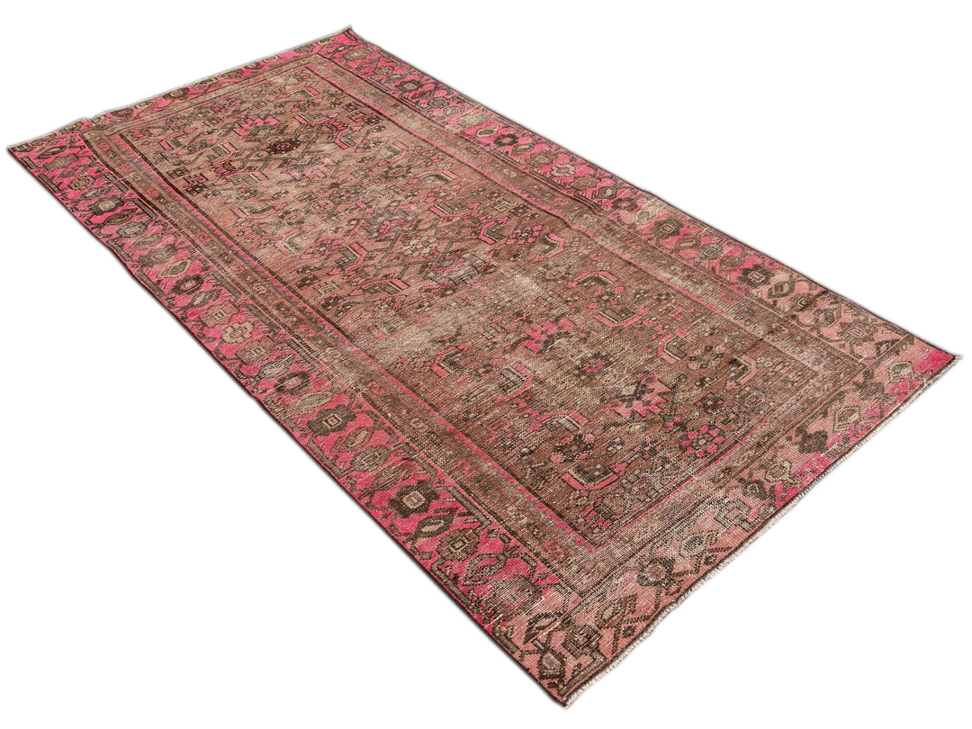 Vintage Shabby Chic Handmade Peach Wool Rug