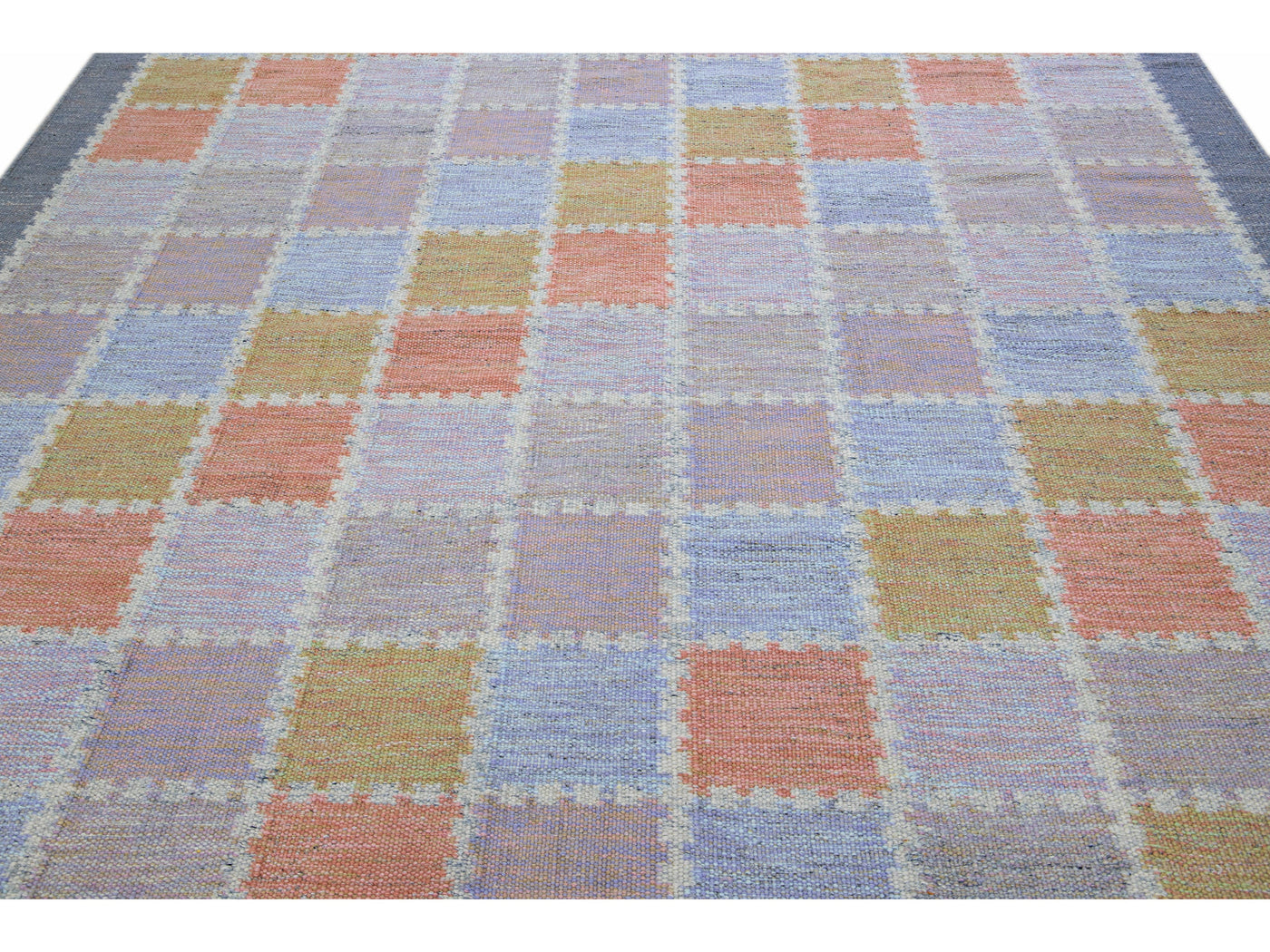 Modern Scandinavian Multicolor Handmade Geometric Room Size Wool Rug
